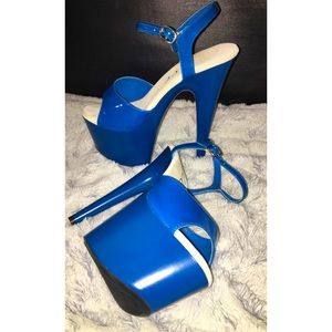 Blue 7inch platform heels